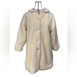 Vintage off white, faux fur teddy coat, size 8